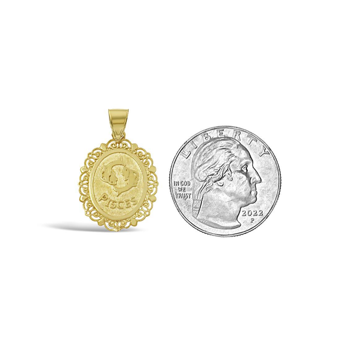 14k Yellow Gold Pieces Pendant Zodiac Star Sign Charm 1 inch