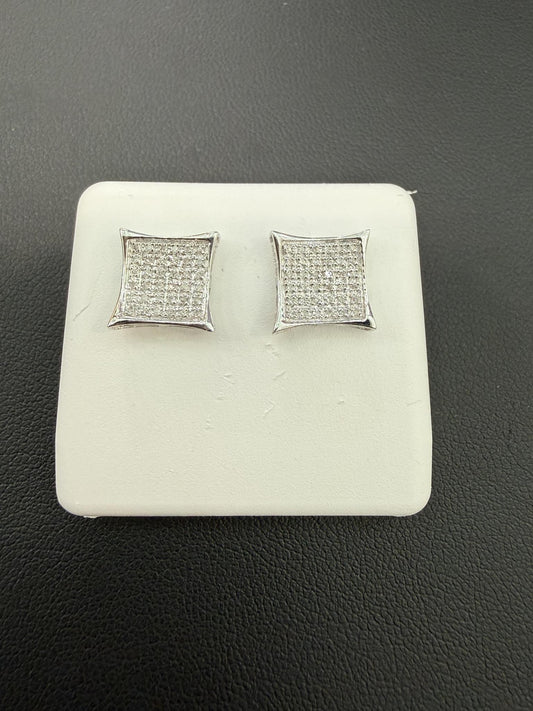 0.25ctw Diamond 10K White Gold Square Cluster Stud Earrings