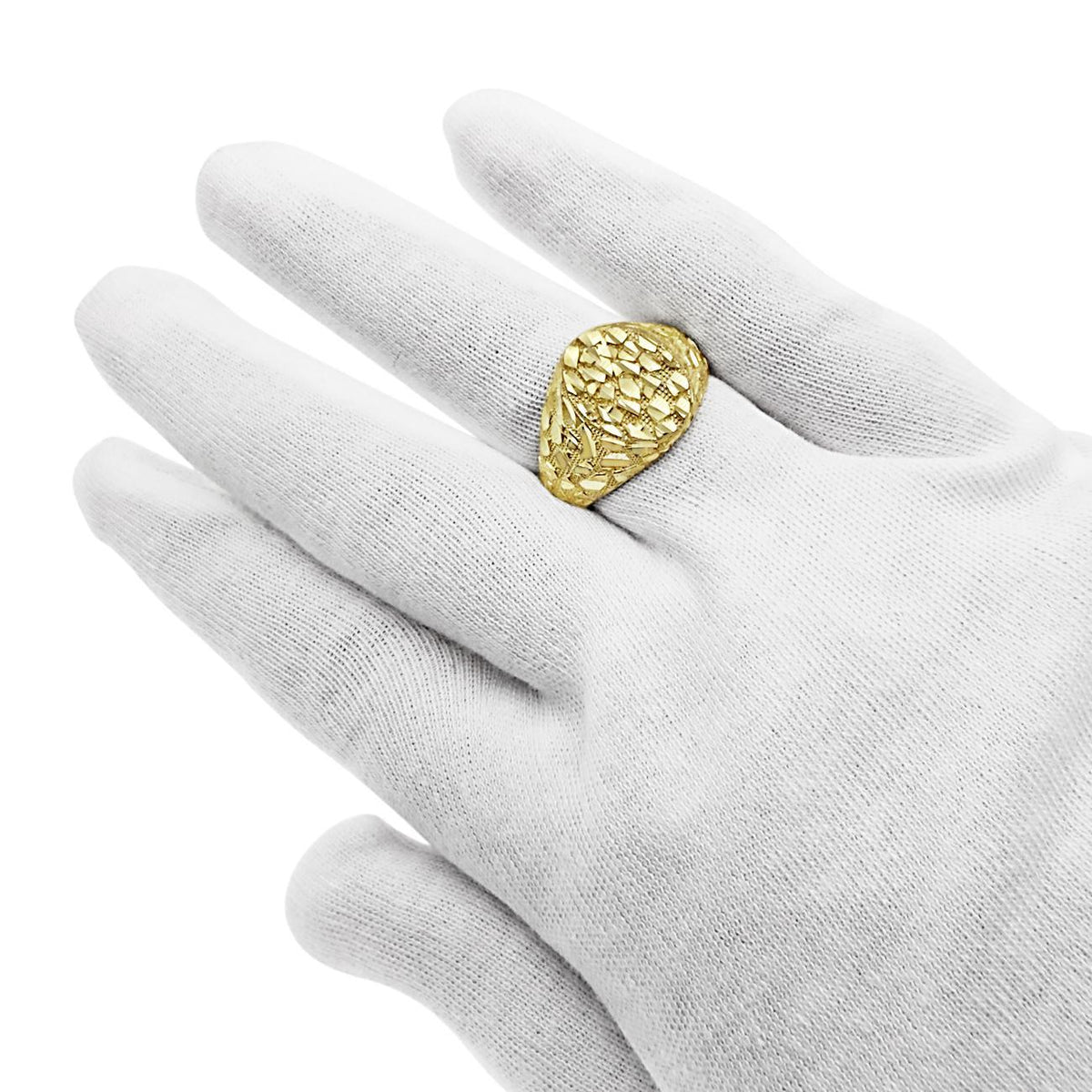 10K Yellow Gold Mens Nugget Oval Ring