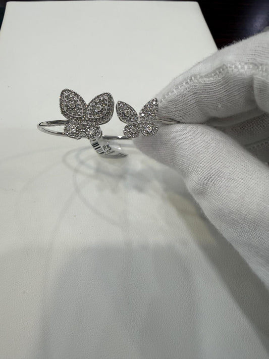 0.75ctw Diamond Bangle Butterfly Bangle 10k White Gold