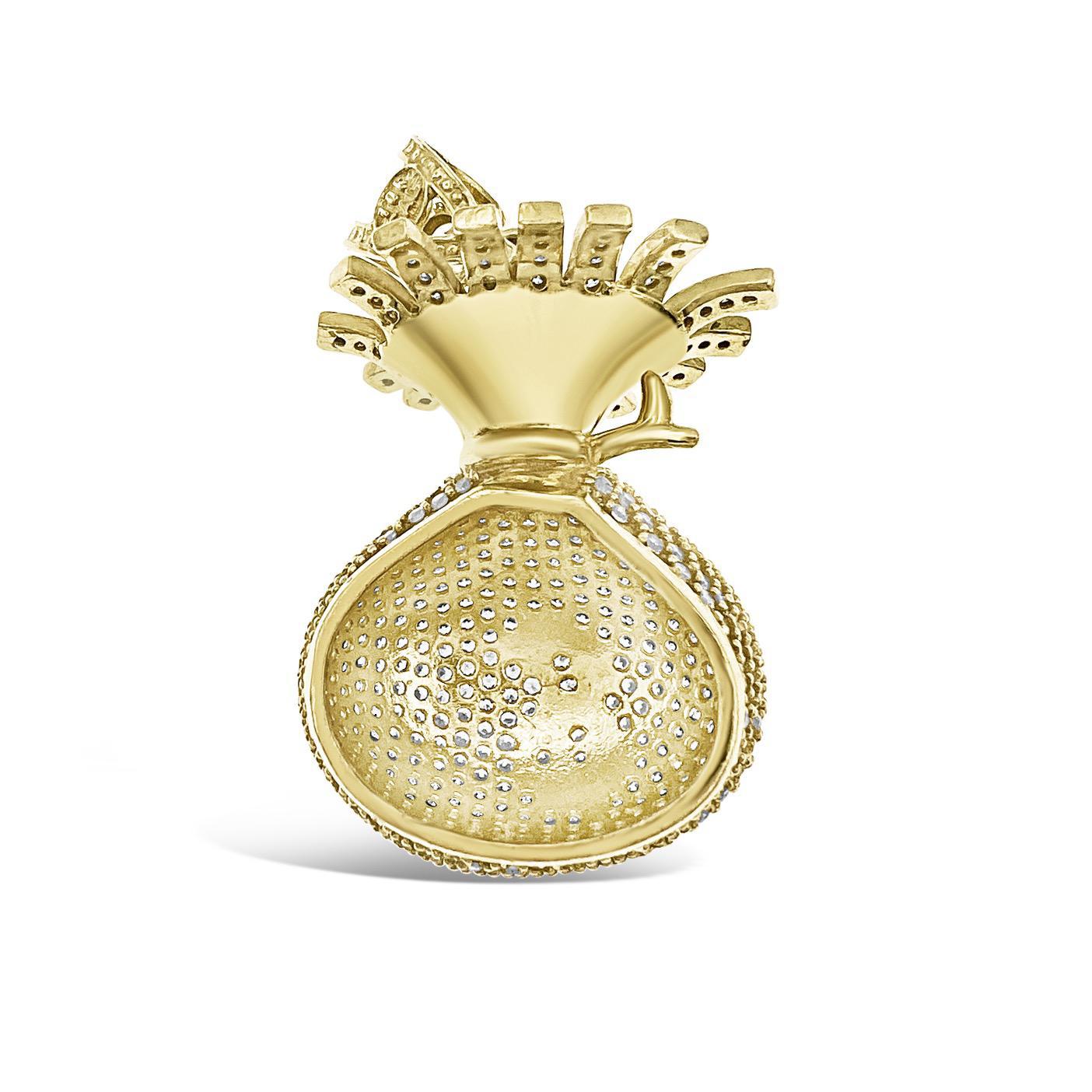 Money Bag Pendant 3D 10k Gold Charm 1.6"