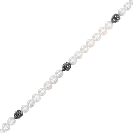 Bulova Marc Anthony Classic White Pearl Lion Silver Bracelet BVB1161-WSWPRL