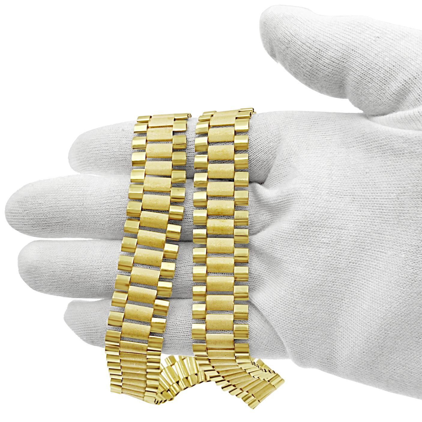 Railroad Chain Mens Necklace Reversible 16.5mm Real 10k Yellow Gold
