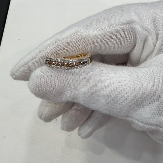 0.50ctw Brown White Diamond Curved Band 10K Yellow Gold