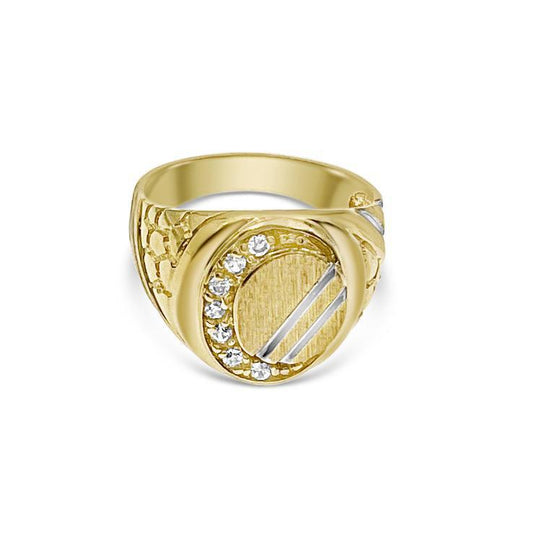 10K Yellow Gold Mens Oval Signet Nugget Ring