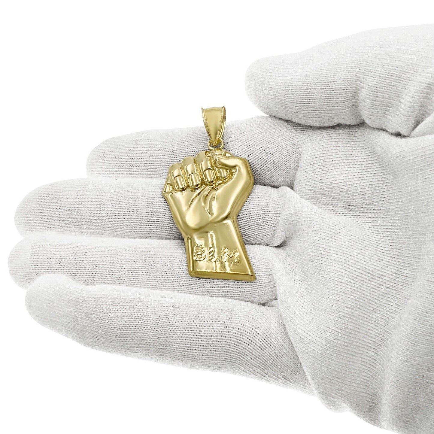 Black Lives Matter Pendant Real 10k Gold BLM Men Charm 2"