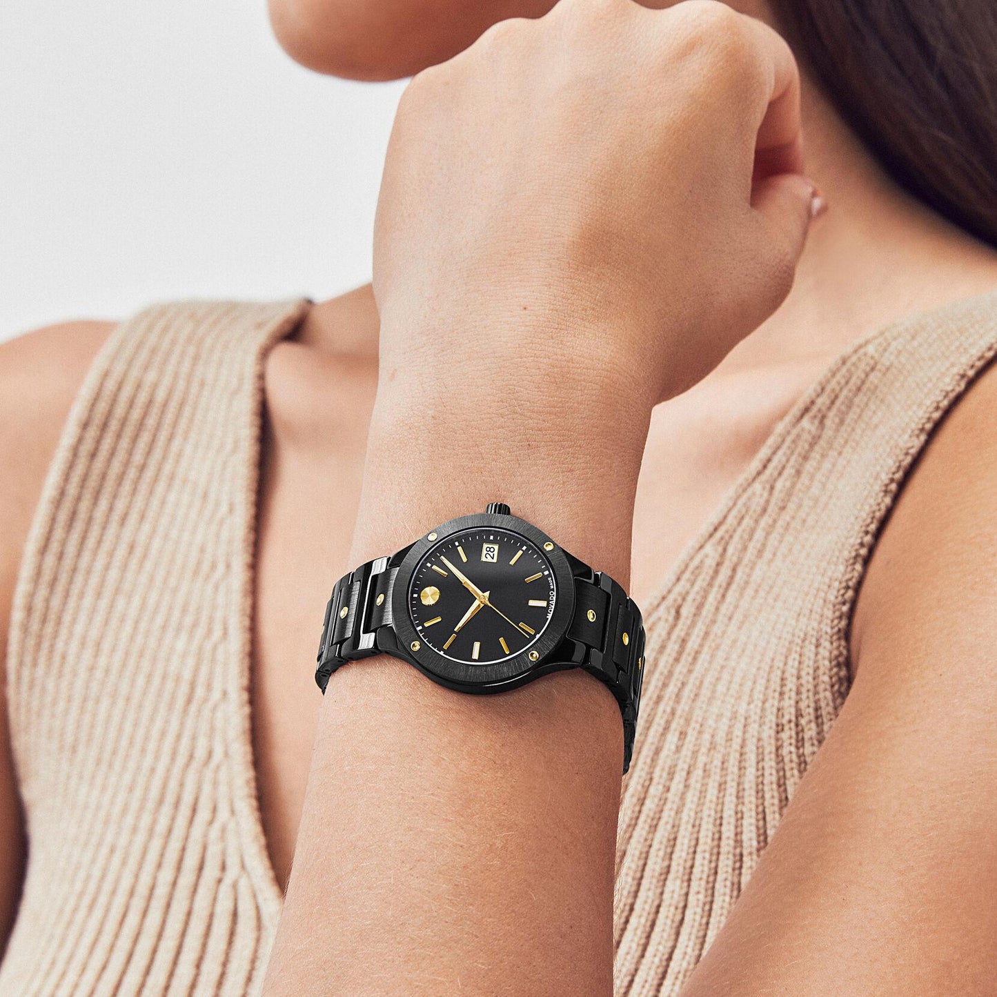 Movado SE Ladies Bkack Dial Watch 0607741