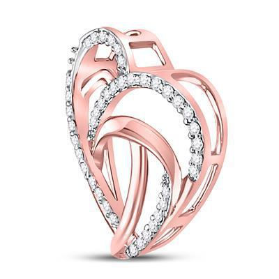 Diamond Openwork Heart Womens Charm Pendant 10k Rose Gold