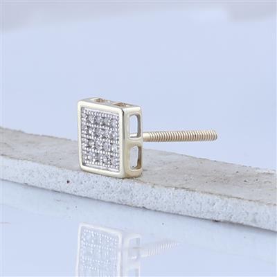 Diamond Square Stud Earrings 10K Yellow Gold