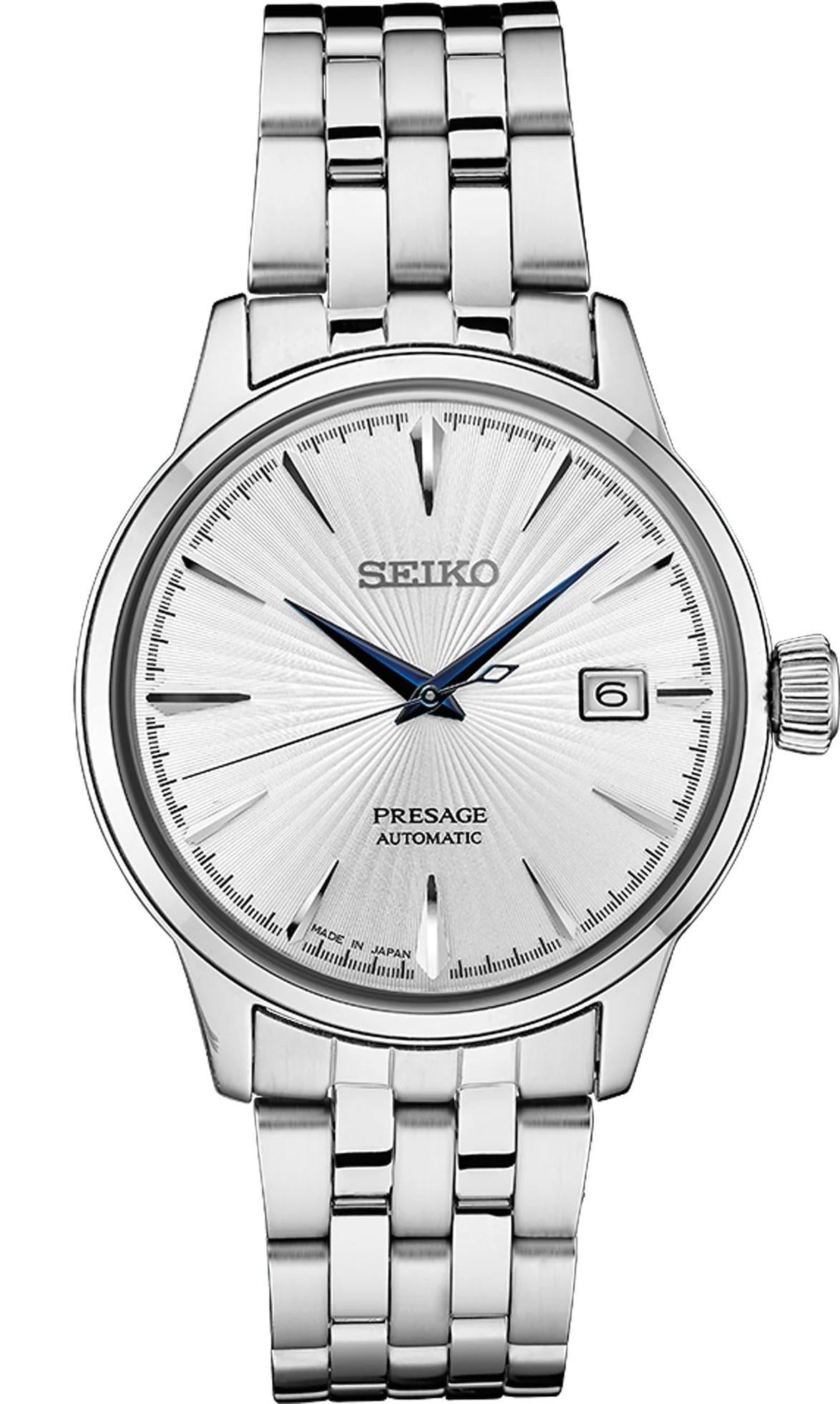 Seiko Presage Cocktail Time Sunburst Silver tone Automatic Watch SRPB77