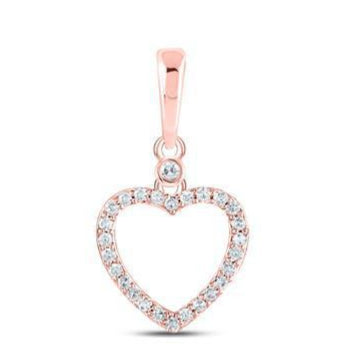 Diamond Heart Womens Pendant 10k Rose Gold Charm