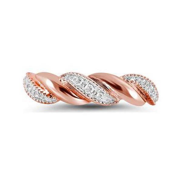 Diamond Crossover Womens Band Ring 14k Rose Gold