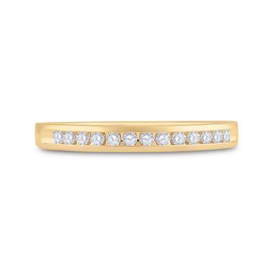 14k Yellow Gold Diamond Band 1/6ctw Wedding Single Row Ring