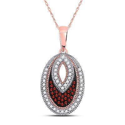 0.20 Cttw Diamond Red Pendant Oval Shape Charm 10k Rose Gold