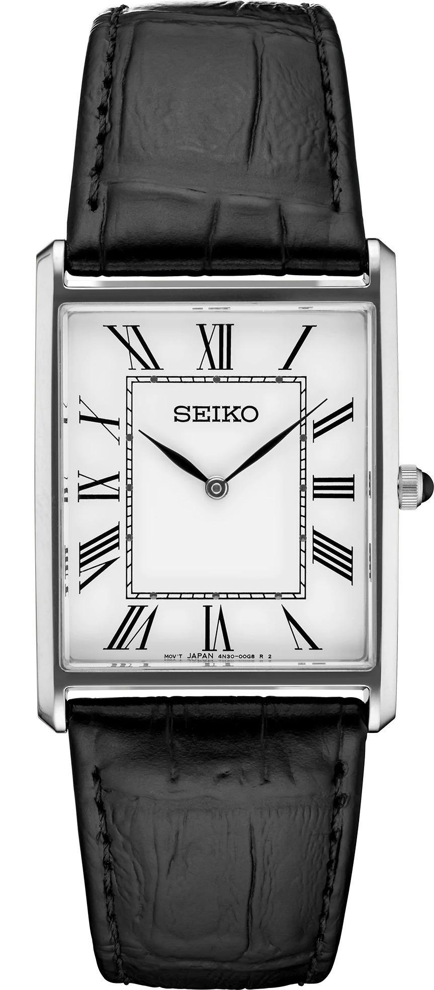 Seiko Essentials Rectangular White Dial Mens Watch SWR049