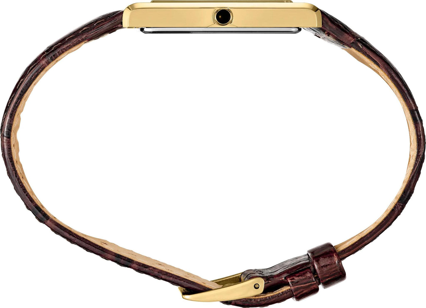 Seiko Essentials Mens Quartz Rectangular Brown Leather Strap Watch SWR064