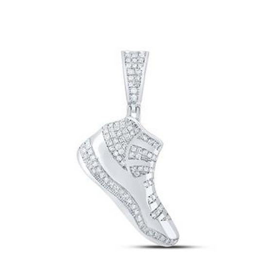 1/2ctw Diamond Sneaker Shoe Pendant 925 Sterling Silver