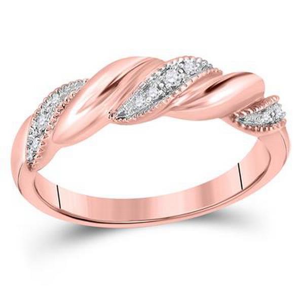 Diamond Crossover Womens Band Ring 14k Rose Gold