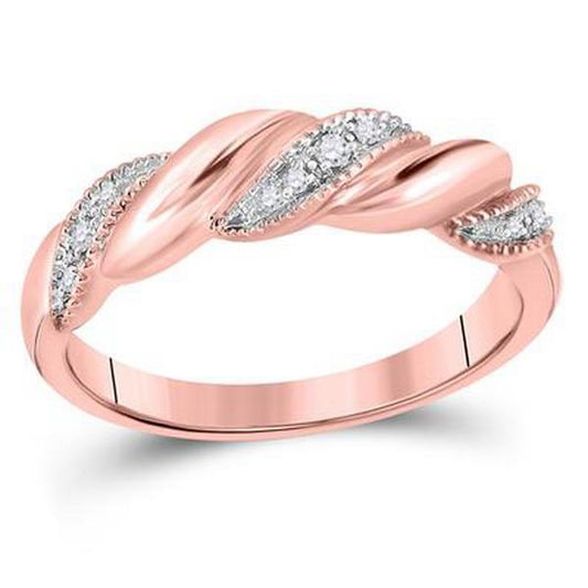 Diamond Crossover Womens Band Ring 14k Rose Gold