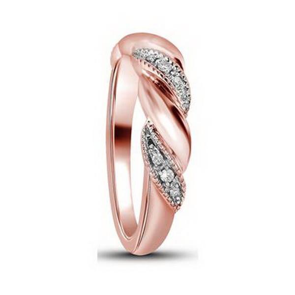 Diamond Crossover Womens Band Ring 14k Rose Gold