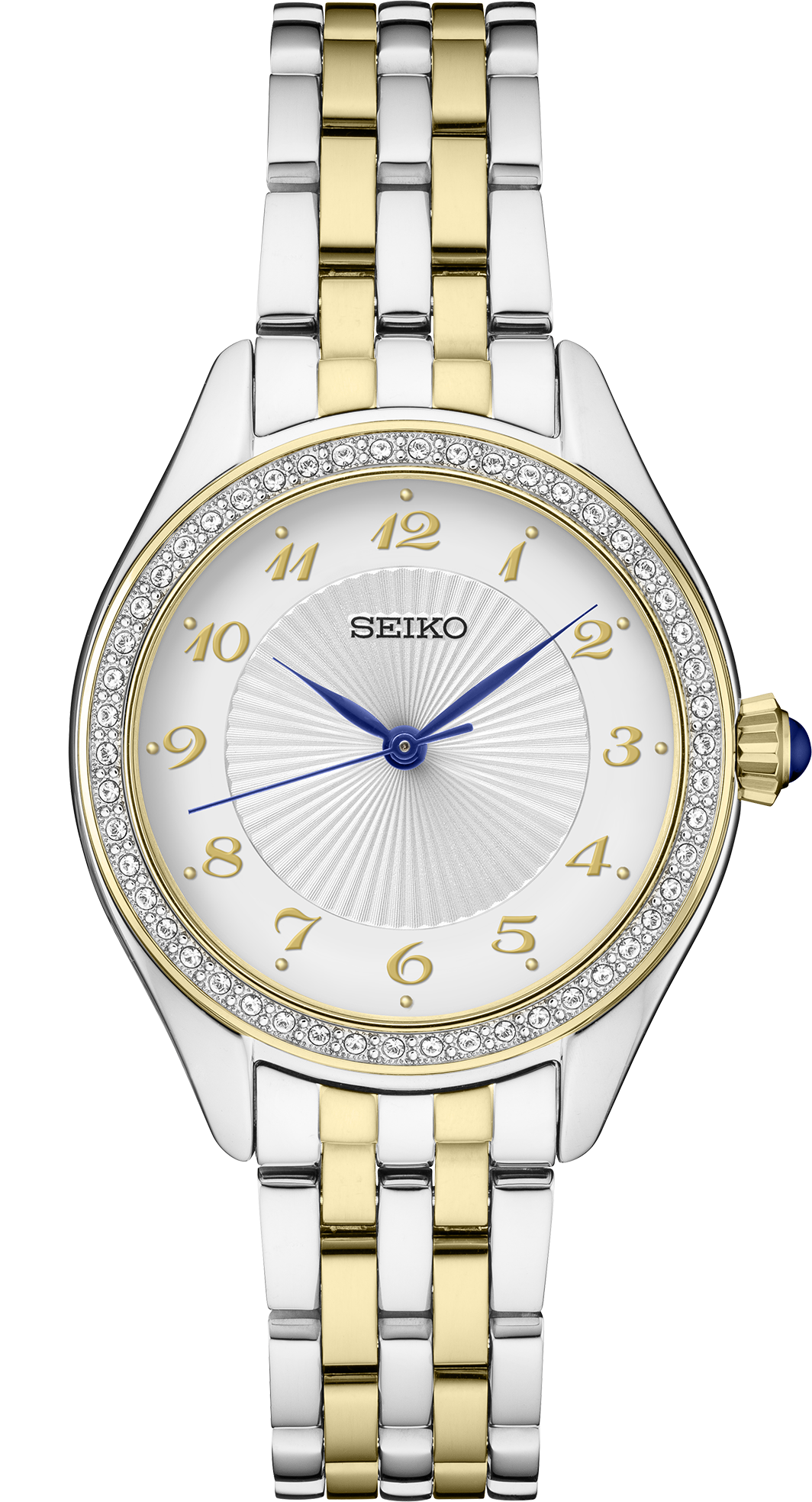 Seiko Essentials Womens Two tone Crystals Watch SUR392