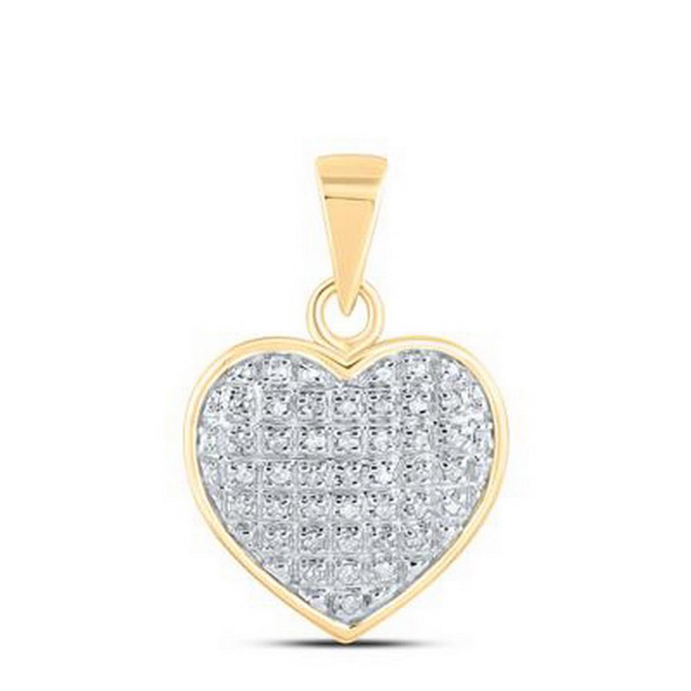 Diamond Heart Pendant Charm 10k Yellow Gold