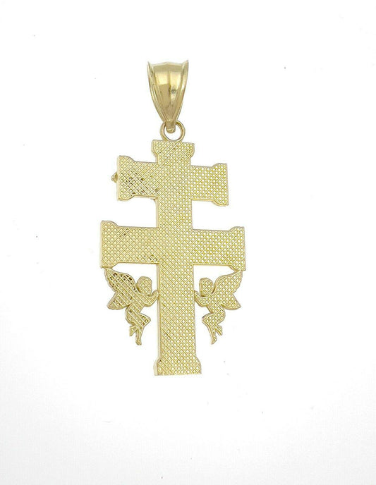 Crucifix Caravaca Cross Pendant 10k Gold Charm 1.6"