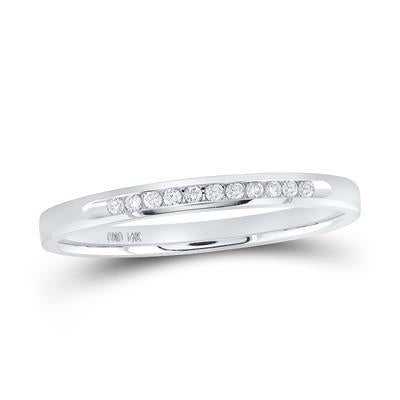 Diamond Single Row Bridal Wedding Band Ring 14k White Gold