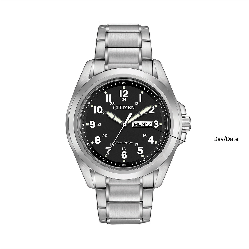 Citizen Garrison Eco-Drive Black Dial Mens Watch AW0050-82E
