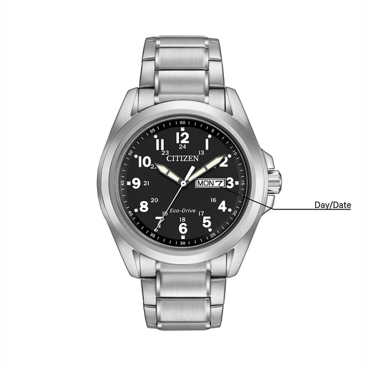 Citizen Garrison Eco-Drive Black Dial Mens Watch AW0050-82E