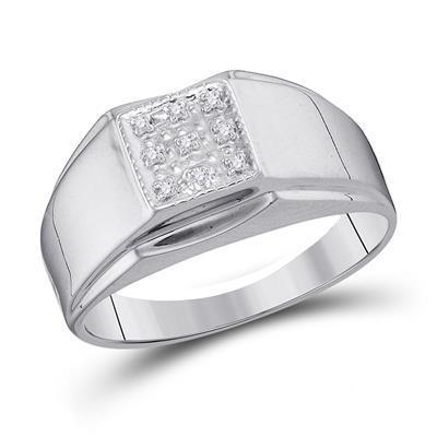 0.35 Ct Natural Round Cut Diamond Men's Cluster Ring 925 Sterling  Silver