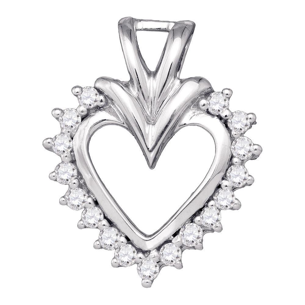 0.25ctw Diamond Open Heart Charm Pendant 10k White Gold
