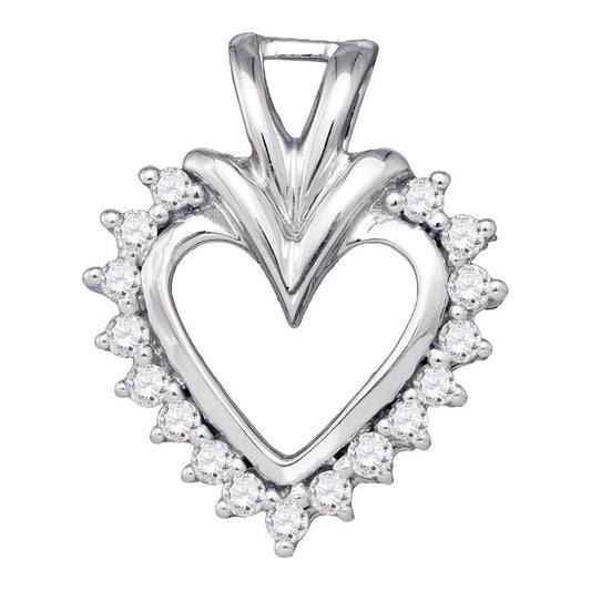 0.25ctw Diamond Open Heart Charm Pendant 10k White Gold