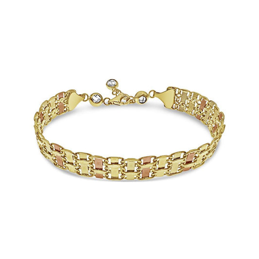 10k Yellow Rose Gold Fancy Link Bracelet 7.5"