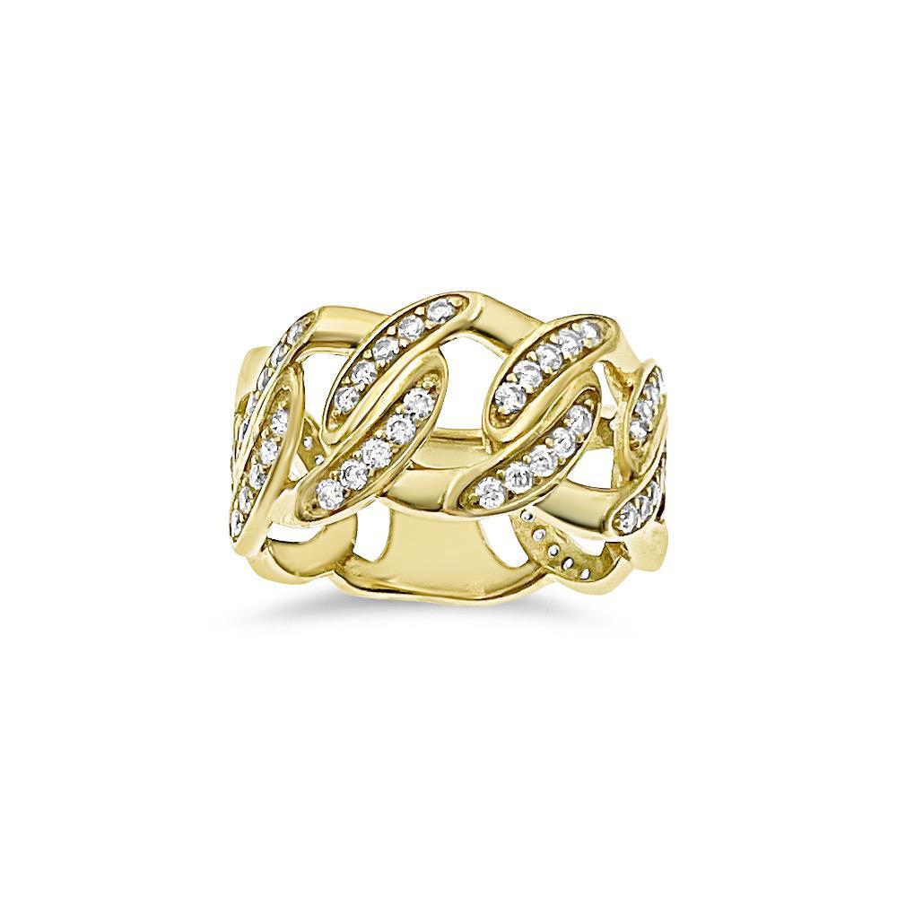 Mens Band Cuban Link Chain 10k Yellow Gold