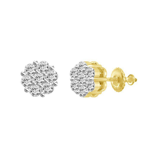 Diamond Stud Earrings 14k Yellow Gold Screw back 0.25cttw