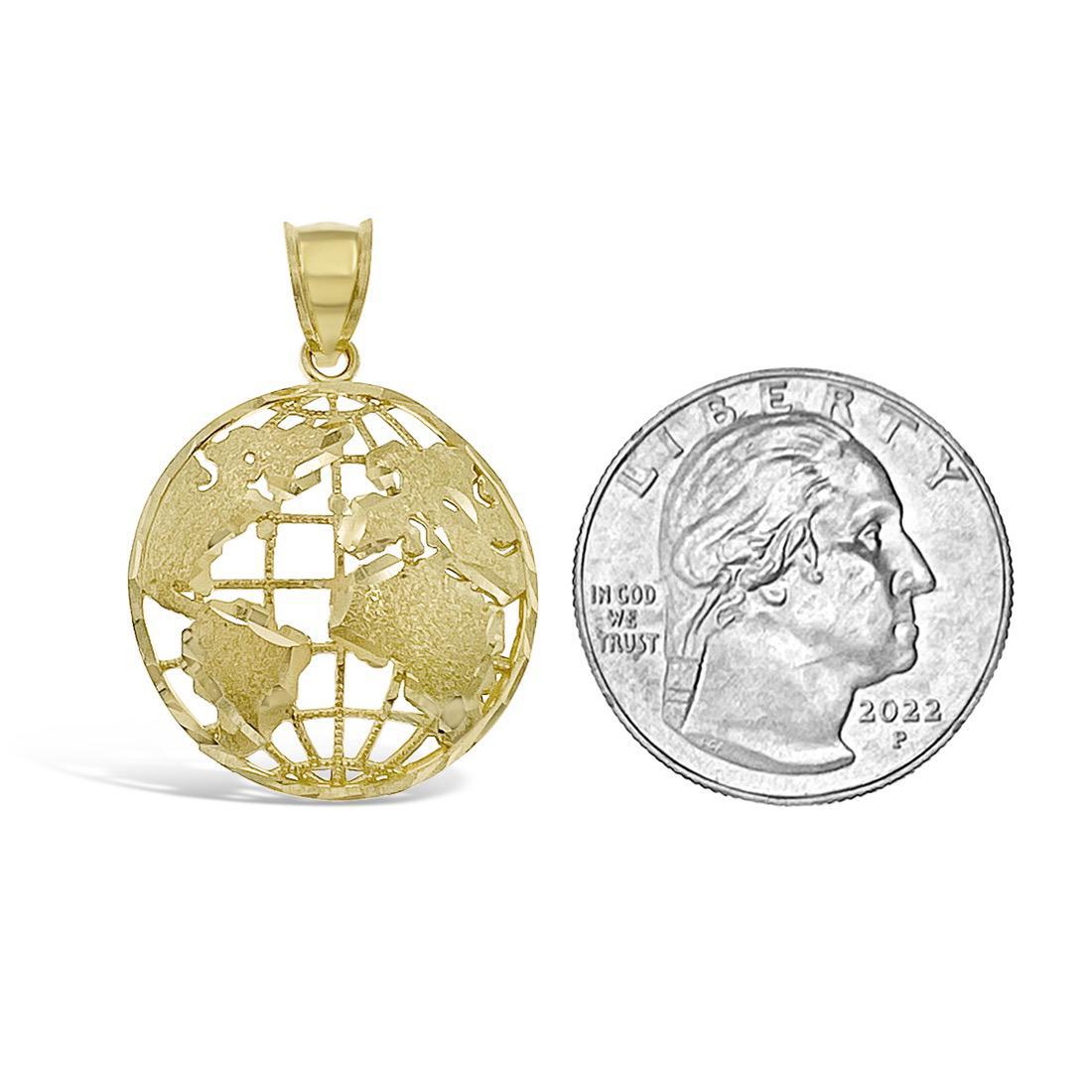 World Globe Pendant 10k Yellow Gold Charm 1.3"