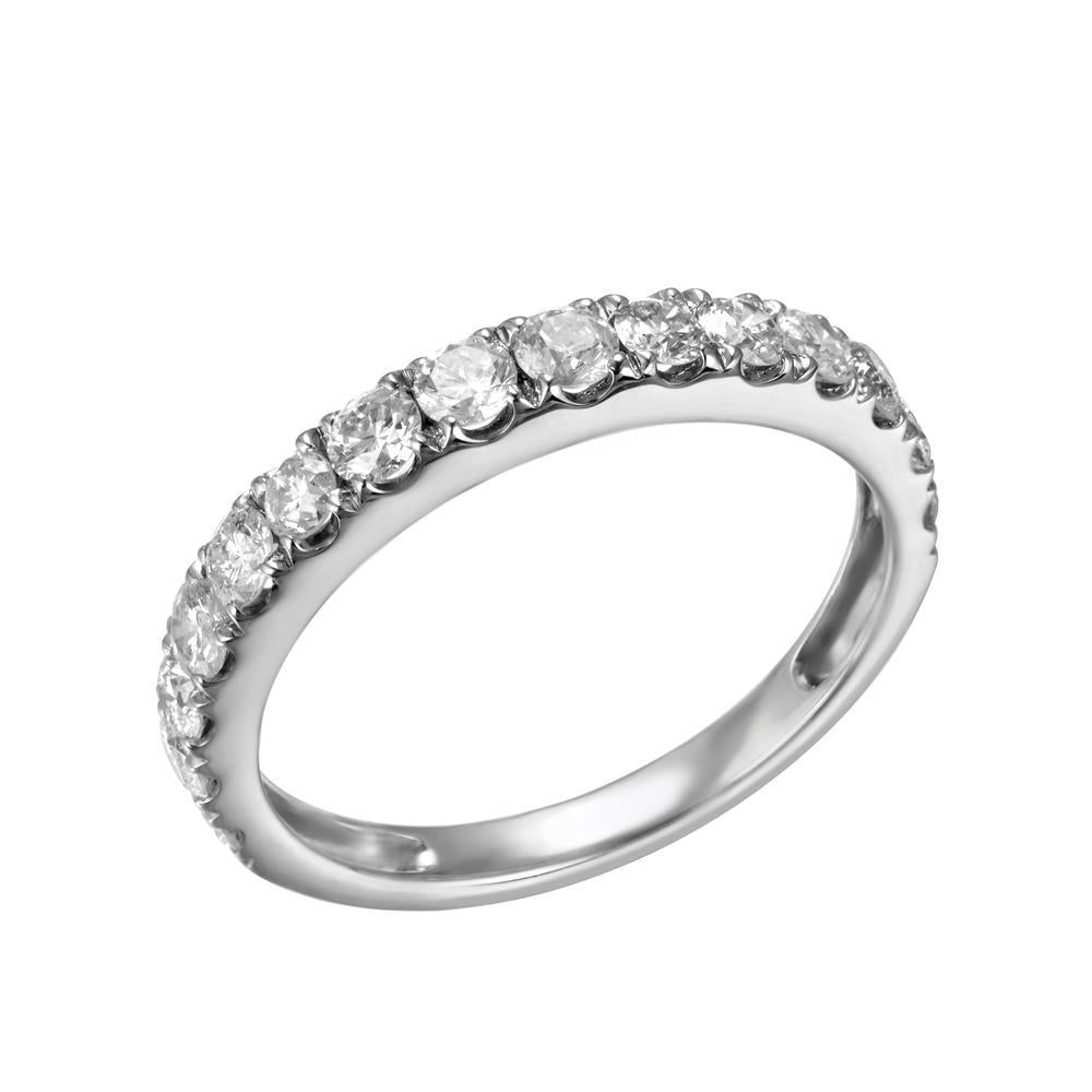 10k White Gold Diamond Wedding Band Womens Single Row Ring 1.00cttw