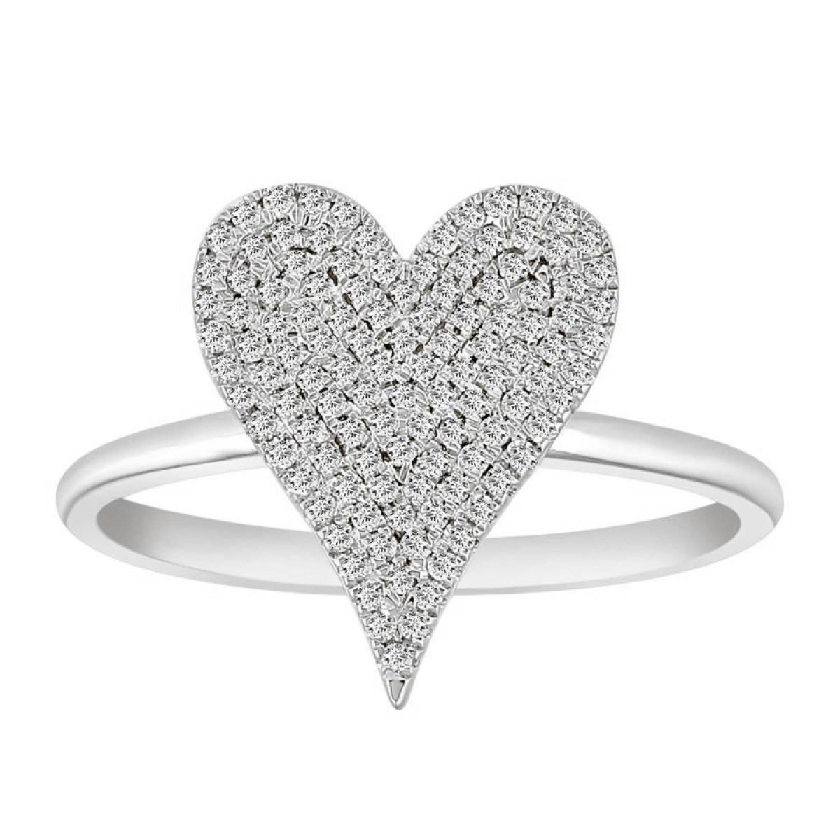 Diamond Heart Engagement Cluster Ring 10k White Gold 0.33cttw