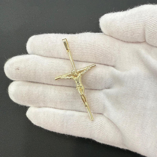 Cross Crucifix Pendant Charm 925 Sterling Silver Gold Plated