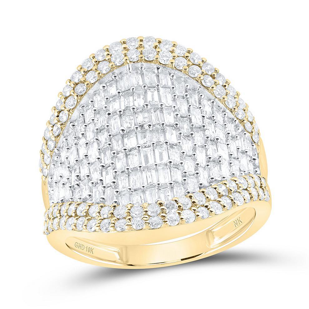 1.62ctw Diamond Baguette Cluster Ring Halo 10K Yellow Gold