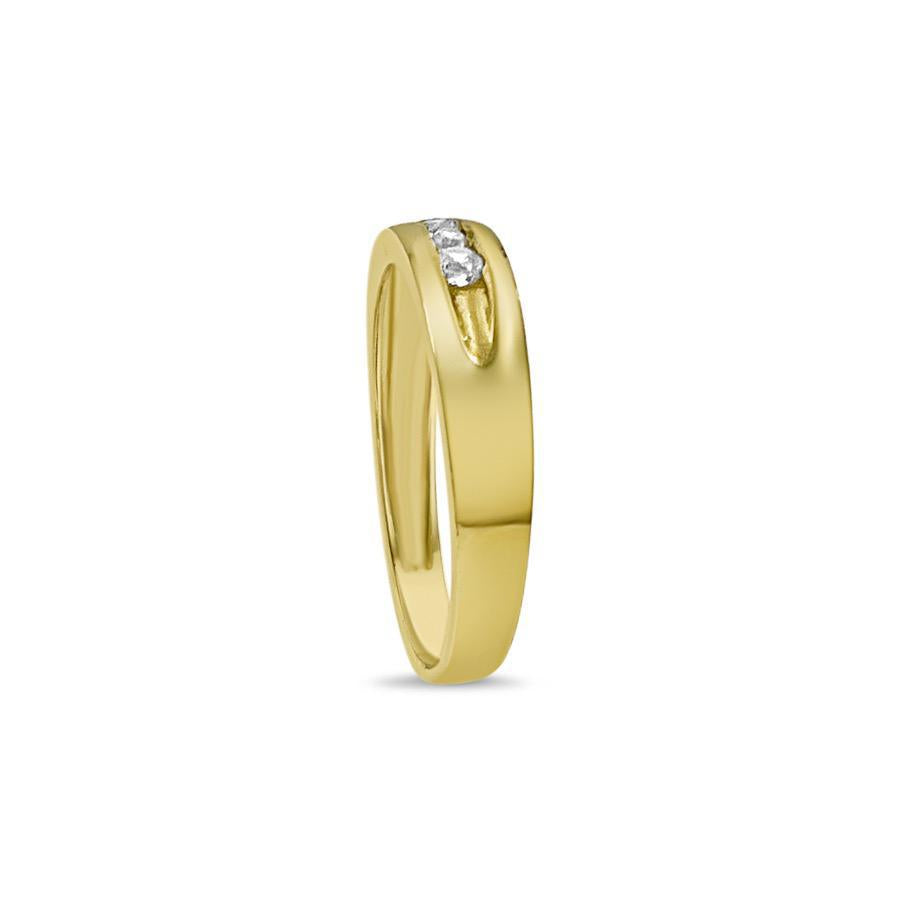 Mens 10k Yellow Gold Wedding Band Cz Ring Size 8.5