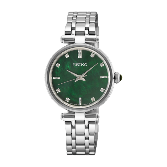 Seiko Diamond Green Mother of Pearl Dial Women's Watch HGH006
