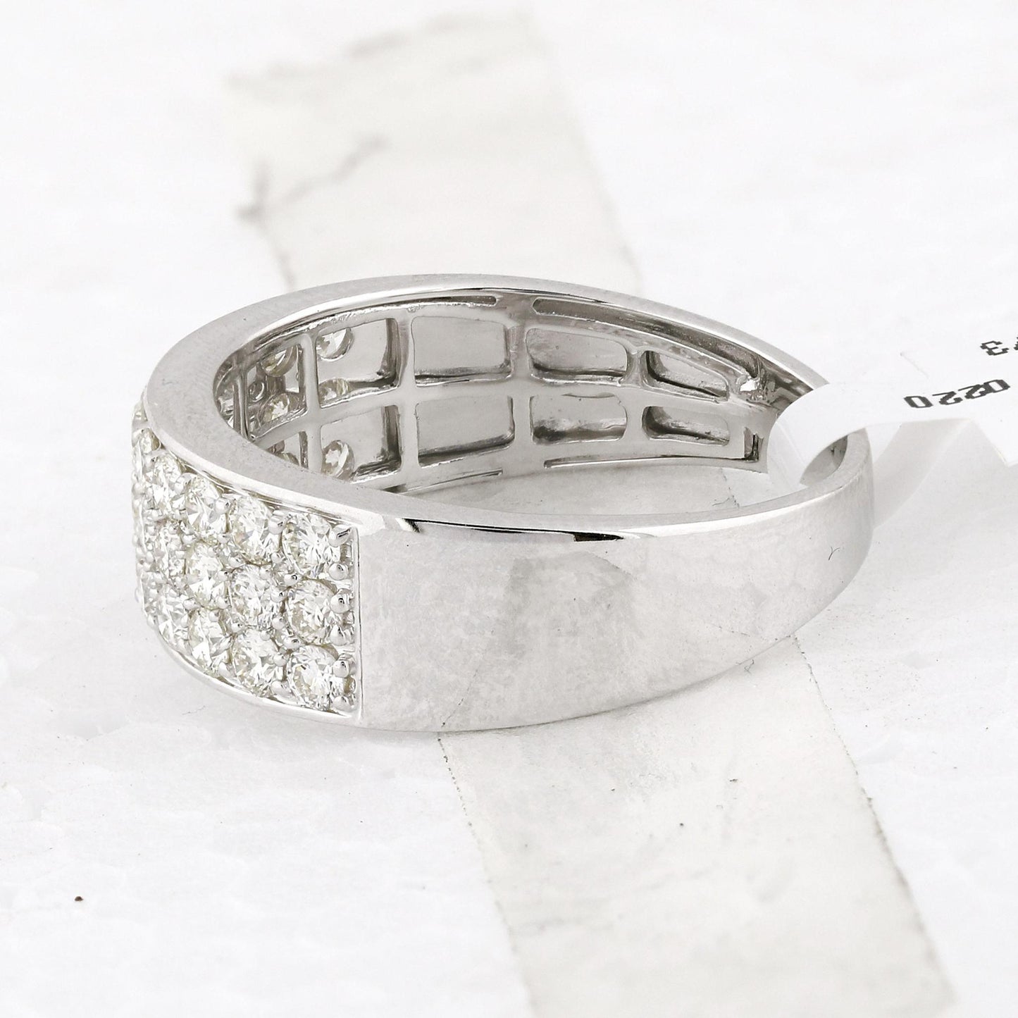 1.4 ctw Diamond Wedding Mens Band 14k White Gold Three Row Ring