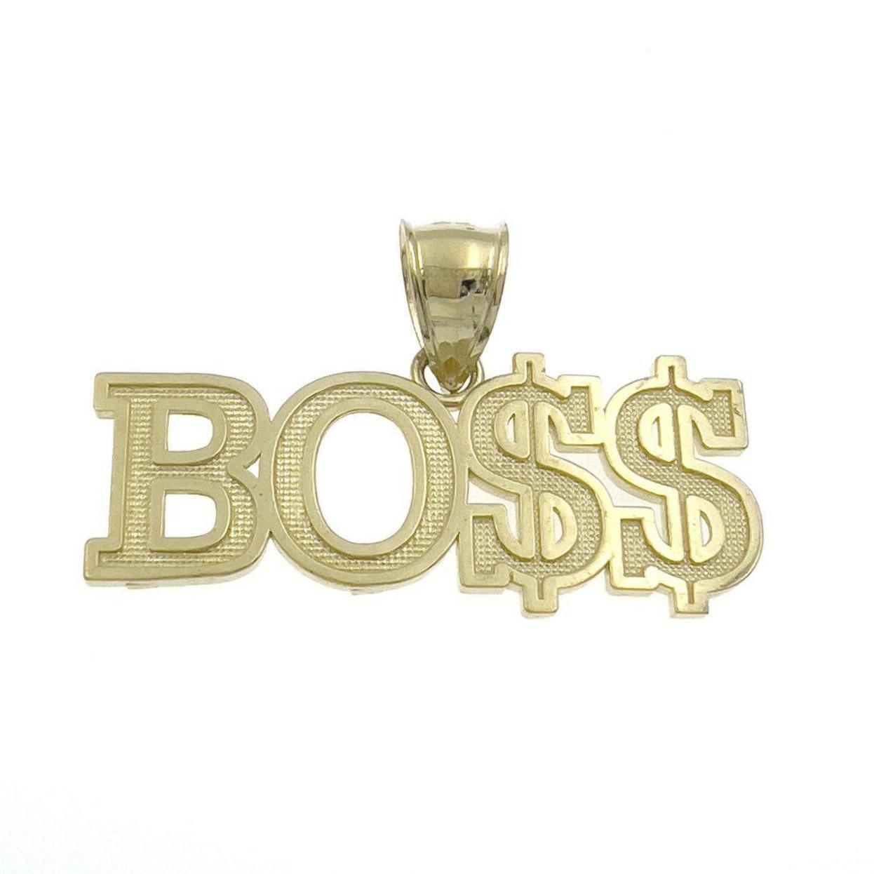 BOSS Pendant Charm Dollar Sign 10k Yellow Gold