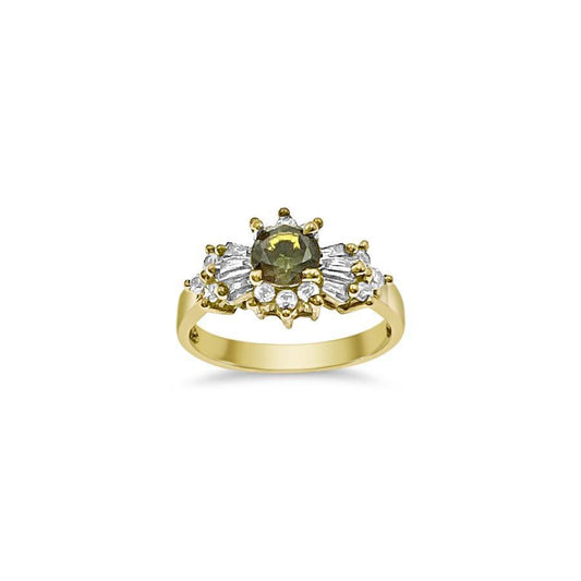 10k Gold Birthstone Ring Green Women Band Size 6.5
