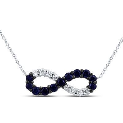 0.38 ctw Blue Sapphire 0.13 ctw Diamond Infinity Pendant Necklace 10K White Gold