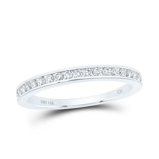 0.25 cttw Round Diamond Single Row Womens Wedding Band 14k White Gold