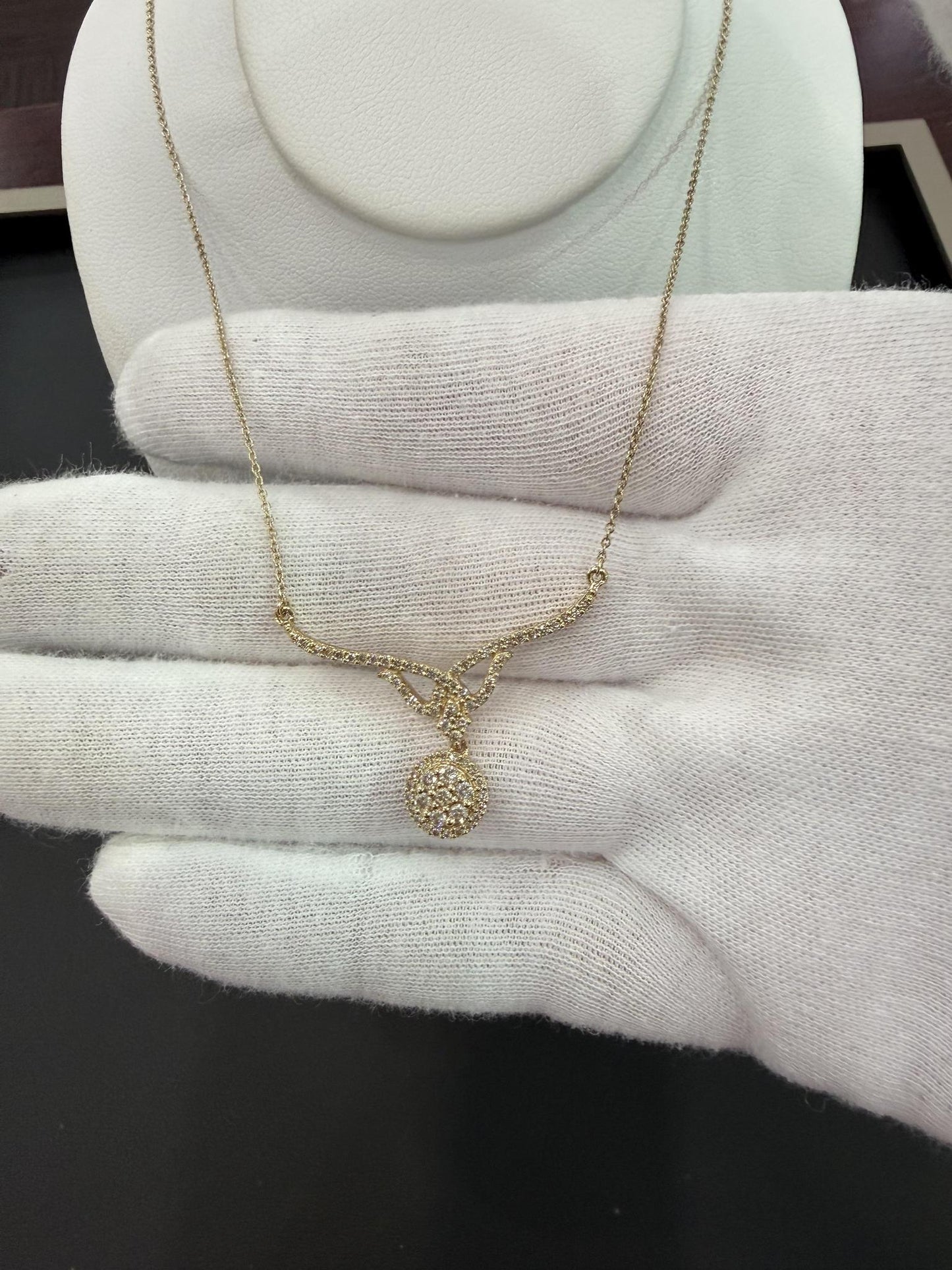 0.49ctw Diamond Round Pendant Necklace 10K Yellow Gold