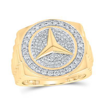 0.7 Cttw Diamond Star Circle Mens Ring Band 10k Yellow Gold